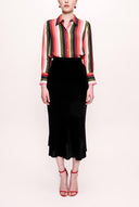 Black Wrap Closure Long Skirt 81076