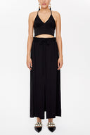 Black Elastic and Pleated detail skirt 81089