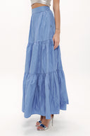 Blue Elastic and Pleated maxi skirt 81099