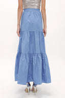 Blue Elastic and Pleated maxi skirt 81099