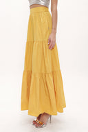 Mustard Elastic and Pleated maxi skirt 81099