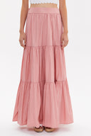 Salmon Elastic and Pleated maxi skirt 81099