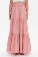Salmon Elastic and Pleated maxi skirt 81099