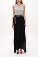 Black Pleat detail  and belted  maxi skirt  81100