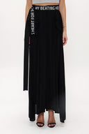 Black Pleat detail  and belted  maxi skirt  81100