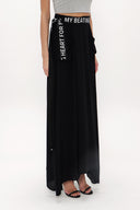 Black Pleat detail  and belted  maxi skirt  81100