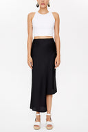 Black Asymmetric cut slim skirt 81114