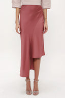 Brown Asymmetric cut slim skirt 81114