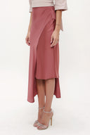 Brown Asymmetric cut slim skirt 81114