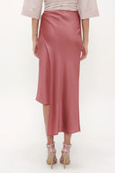 Brown Asymmetric cut slim skirt 81114