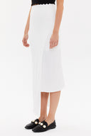 Ecru Asymmetric cut slim skirt 81114