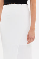 Ecru Asymmetric cut slim skirt 81114