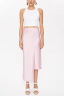 Pink Asymmetric cut slim skirt 81114