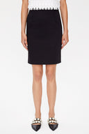 Black Above-the-knee, straight slim skirt  81118