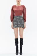 Spotted Pleated Slim fit midi skirt 81123