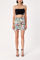 Ecru Black Striped Pleated Slim fit midi skirt 81123