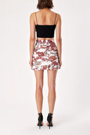 Ecru Red Pleated Slim fit midi skirt 81123