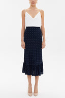 Navy Blue Mid-calf straight slim skirt  81124