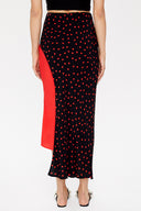 Black Red Asymmetric  cut slim skirt  81128