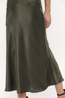 Green Elastic waist midi skirt 81150