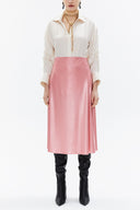 Pink Elastic waist midi skirt 81150