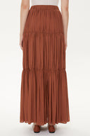 Cinnamon Elastic Pleated Maxi Skirt 81154