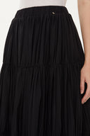 Black Elastic Pleated Maxi Skirt 81154
