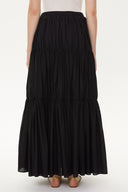 Black Elastic Pleated Maxi Skirt 81154