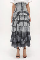 Gray Black Striped Ruffled maxi skirt   81157