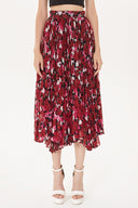 Red Pleated Midi Skirt 81161