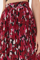 Red Pleated Midi Skirt 81161