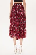 Red Pleated Midi Skirt 81161