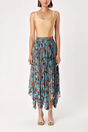 Floral Printed Pleated Midi Skirt 81161