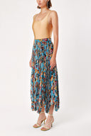 Floral Printed Pleated Midi Skirt 81161