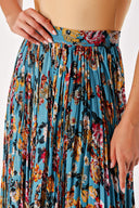 Floral Printed Pleated Midi Skirt 81161