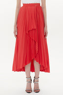 Red Pleated maxi skirt 81162