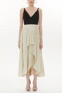 Beige Pleated maxi skirt 81162