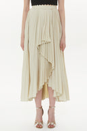 Beige Pleated maxi skirt 81162