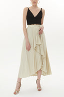 Beige Pleated maxi skirt 81162