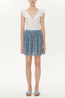 Blue Patterned Pleated mini dress 81166