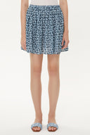 Blue Patterned Pleated mini dress 81166