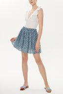 Blue Patterned Pleated mini dress 81166