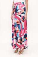 Red Elastic waist maxi skirt 81171