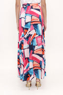 Red Elastic waist maxi skirt 81171