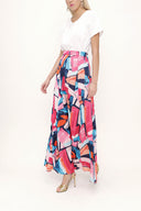 Red Elastic waist maxi skirt 81171