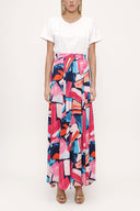 Red Elastic waist maxi skirt 81171