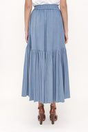 Blue Elastic waist pleated skirt 81176