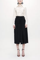 Black Elastic  waist godet skirt  81178