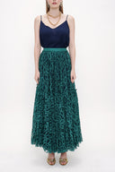 Green Elastic waist Pleated skirt 81202