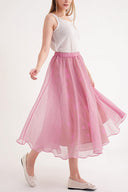 Pink Organza skirt with elastic waist 81205
